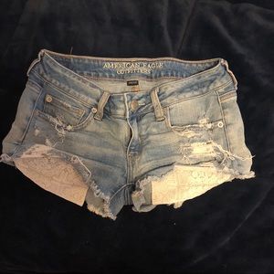 American Eagle Low-Rise Light Wash Jean Shorts